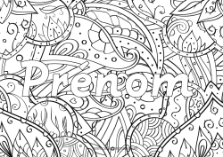 Coloriage gratuit Fleurs Feuilles Nom décoré Zentangle