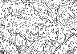 Pagină de colorat gratuită Flori Frunze Nume decorat Zentangle