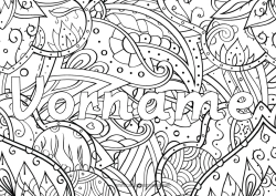 Kostenlose Malvorlage Blumen Blätter Dekorierter Name Zentangle
