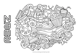 Colouring to customise Mandala Cinema Popcorn Drink Fizz Treats, Sweets