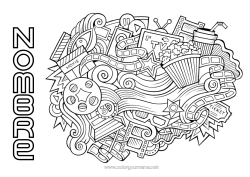 Dibujo libre Mandala Cine Palomitas de maíz Bebidas Soda Golosinas
