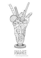 Free colouring Treats, sweets Ice cream Complex colouring pages