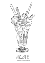 Free drawing Treats Ice cream Complex coloring pages