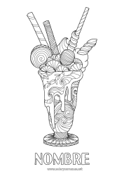 Colorear gratis Golosinas Helado Dibujos complejos para colorear