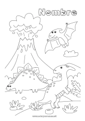 Colorear para personalizar Dinosaurios Volcán Animales Estegosaurio