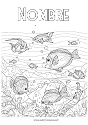 Colorear gratis Mar Animales Pescado Dibujos complejos para colorear Animales marinos o acuáticos