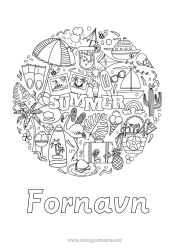 Gratis fargelegging Mandala Sommer Kaktus Palme Parasol  -> Parasol