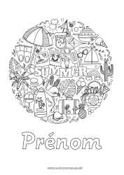 Dessin gratuit Mandala Été Cactus Palmier Parasol