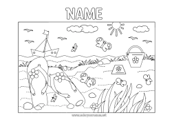 Free drawing Beach Sea Boat Flip flops Beach bucket Games and toys Maritime vehicles