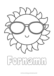 Gratis färgläggning Sol Lätta målarbilder Glasögon Solsken glasögon