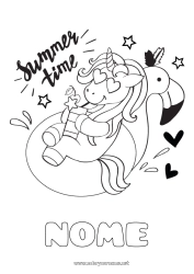Desenho para personalizar Unicórnio Verão Animal Flamingo Dragões, unicórnios e animais fantásticos Pássaros e mamíferos voadores Boia Piscina