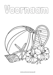 Gratis kleurplaat Zomer Slippers Anti-stress Hibiscus Strandbal Spellen en speelgoed