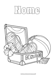 Desenho grátis Férias Verão Conchas Animais marinhos ou aquáticos Hibisco Bola de praia Jogos e brinquedos Valises et bagages