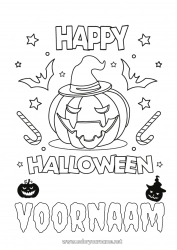 Gratis kleurplaat Pompoen Halloween Inscriptie 'halloween'