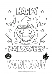 Kostenlose Malvorlage Kürbis Halloween Beschriftung 