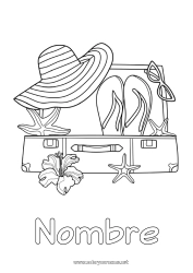 Dibujo libre Vacaciones Verano Sombrero Chanclas Estrella de mar Animales marinos o acuáticos Hibisco Maletas y equipaje