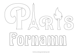 Gratis färgläggning Sport Frankrike Tävlingar och utmärkelser Eiffeltornet Paris Monument Olympiska spelen Olympisk låga