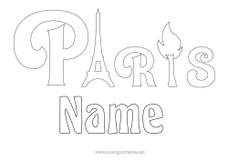 Colouring to customise Sport France Competitions And Awards Eiffel Tower Paris Monument Olympic Games Olympic Flame