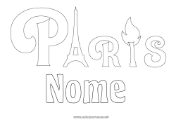 Colorazione gratuita Sport Francia Competizioni e premi Torre Eiffel Parigi Monumento Giochi Olimpici Fiamma Olimpica