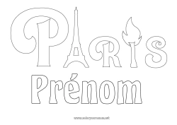 Dessin gratuit Sport France Compétitions et récompenses Tour Eiffel Paris Monument Jeux Olympiques Flamme Olympique