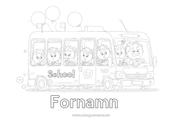 Gratis färgläggning Fordon Buss, bil Skola Kollektivtrafik på land Skolstart Skolmaterial
