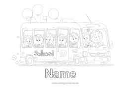 Colouring to customise Vehicles Bus, Car School Land Public Transport Back To School Stationery Supplies