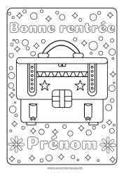 Coloriage à personnaliser Cartable Rentrée scolaire 