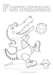 Gratis färgläggning Fotboll Sport Krokodil Djur Reptiler Lagsporter