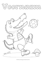 Kleurplaat aanpassen Voetbal Sport Krokodil Dier Reptielen Teamsporten