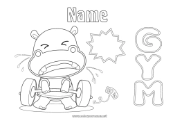 Free drawing Sport Hippopotamus Animal Wild animals of Africa Gymnastic Artistic sports Bodybuilding
