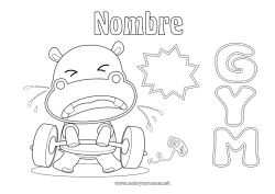 Dibujo libre Sport Hipopótamo Animales Animales salvajes de África Gimnástico Deportes artísticos Culturismo