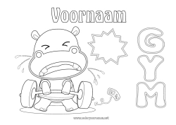 Gratis tekening Sport Hippo Dier Wilde dieren van Afrika Gymnastiek Artistieke Sporten Bodybuilding