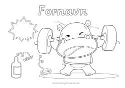 Gratis tegning Sport Hippopotamus Dyr Afrikanske villdyr Gymnastikk Kunstnerisk sport Styrketrening