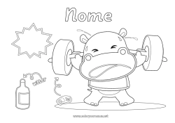 Desenho para personalizar Esporte Hipopótamo Animal Animais selvagens da África Gymnastique Sports artistiques Musculação