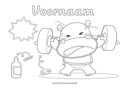 Gratis tekening Sport Hippo Dier Wilde dieren van Afrika Gymnastiek Artistieke Sporten Bodybuilding