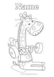 Colouring to customise Sport Giraffe Animal Wild Animals Of Africa Weightlifting
