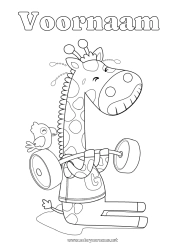 Kleurplaat aanpassen Sport Giraffe Dier Wilde dieren van Afrika Bodybuilding
