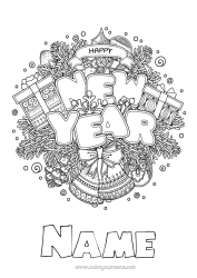Free colouring Happy New Year