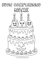 Colorazione gratuita Fantasma Mostro Torta Halloween Compleanno
