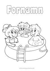 Gratis färgläggning Barn Boj Pool