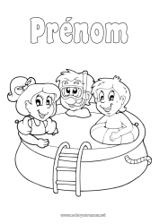 Coloriage gratuit Enfant Bouée Piscine