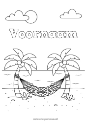 Gratis kleurplaat Vakantie Palmboom Hangmat