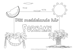 Gratis teckning Semester Sol Palmträd Frukter Hängmatta Vattenmelon