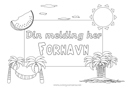 Gratis tegning Ferier Sol Palme Frukter Hengekøye Vannmelon