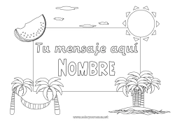 Dibujo libre Vacaciones Sol Palmera Frutas Hamaca Sandía