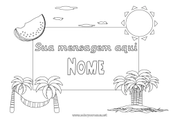Desenho grátis Férias Sol Palmeira Frutas Rede Melancia