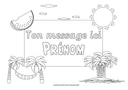 Dessin gratuit Vacances Soleil Palmier Fruits Hamac Pastèque
