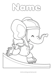 Free colouring Sport Elephant Animal Wild animals of Africa Roller