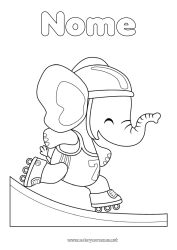 Disegno gratuito Sport Elefante Animale Animali selvatici dell'Africa Pattinaggio a rotelle