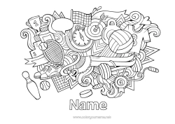 Colouring to customise Calm And Zen Sport Mandala Symbols Anti-Stress
